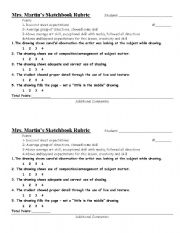 English Worksheet: Sketchbook Rubric