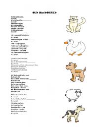 English Worksheet: Old Mac Donald SONG