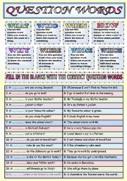 English Worksheet: QUESTION WORDS (WHAT-WHO-WHEN-WHERE-HOW-WHY-WHICH-WHOSE)