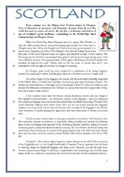 English Worksheet: THE HISTORY OF THE SCOTTISH BAGPIPE - THE UK