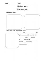 English worksheet: Description: have got