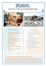 English Worksheet: Speaking: What do they do in their free time?