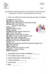 English worksheet: 12. sınıf kız meslek lisesi exam