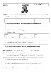 the brain drain worksheet 4th year 