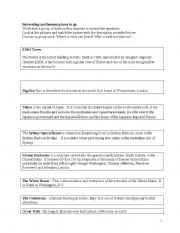 English Worksheet: Landmarks and famous places