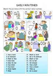 English Worksheet: Daily Routines 