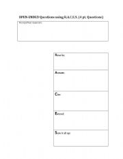English Worksheet: Graphic Organizer to teach constructed responses