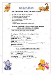 English Worksheet:  Short dialogues and conversations: Introducing yourself and others. 