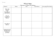 English Worksheet: Whale Rider Character analysis Table