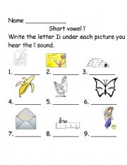 English Worksheet: Short Ii sound
