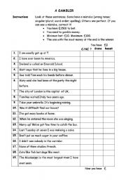 English Worksheet: A Gambler