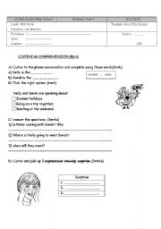 English Worksheet: 8th grade Mid-term test N1