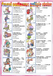 English Worksheet: The Present Continuous: Multiple Choice