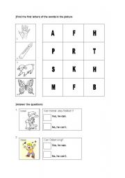 English worksheet: questions with can