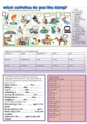 English Worksheet: what activities do you like doing?