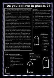 English Worksheet: Do you believe in ghosts?