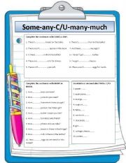 English Worksheet: Some and Any