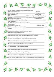 English Worksheet: conditional type 1 and 2