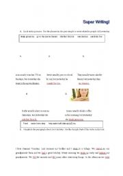 English worksheet: super writing - simple past 