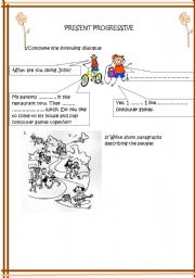 English worksheet: present progressive