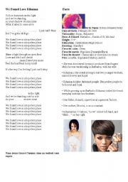 English Worksheet: Song Rihanna we found love