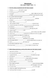 English Worksheet: Future with will and going to