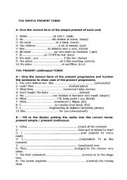 English Worksheet: present simple & cont exercises