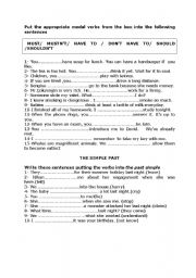English Worksheet: present modals & past simple 