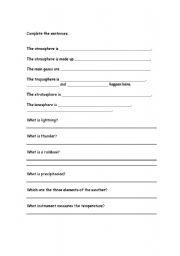 English worksheet: the atmosphere