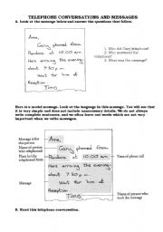 English Worksheet: Telephone Conversations and Messages