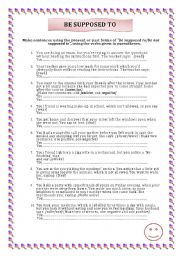 English Worksheet: BE SUPPOSE TO