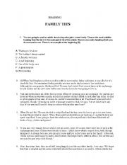 English worksheet: FAMILY TIES (reading task)