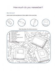 English Worksheet: Coloring Classroom Objects