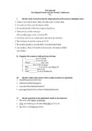 English worksheet: simple continuous