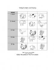 English worksheet: Barnyard Animals