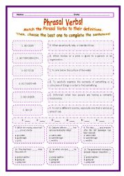 > Phrasal Verbs Practice 82! > --*-- Definitions + Exercise --*-- BW Included --*-- Fully Editable With Key!