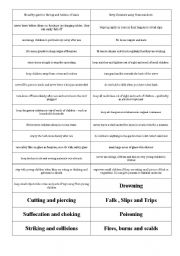 English Worksheet: Home Accidents and Precautions