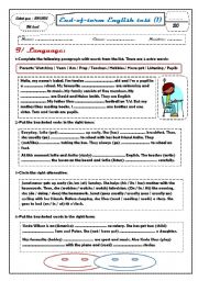English Worksheet: English test for 7th level.
