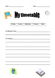 English Worksheet: My timetable