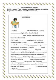 English Worksheet: My weekend