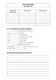 English worksheet: HAVE GOT