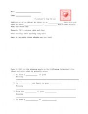 English Worksheet: Valentines Day Idioms