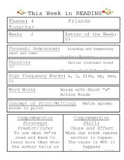 English worksheet: Week in Reading Houghton Mifflin Kindergarten Theme 4 Week 2