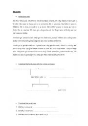 English worksheet: READING COMPREHENSION 