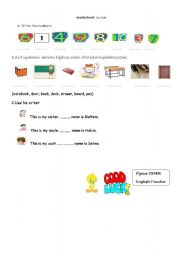 English worksheet: worksheet for kids