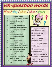 English Worksheet: wh-question words