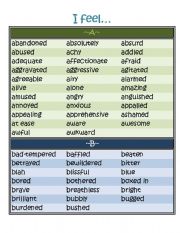 English Worksheet: Expanded List of Feeling Words