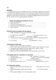 English worksheet: TEST- READING AND GRAMMAR 