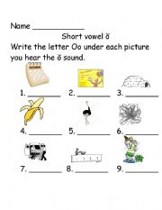 English Worksheet: Short Oo sounds
