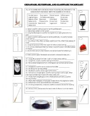 English Worksheet: CHINAWARE, SILVERWARE, AND GLASSWARE VOCABULARY